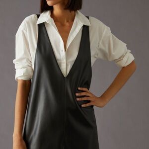 Sunday in Brooklyn Black Leather V-Neck Dress